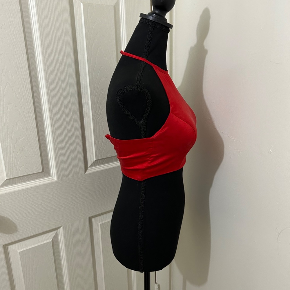 Sherri Hill Formal Red Cropped Halter Top Size 0 - Picture 4 of 6